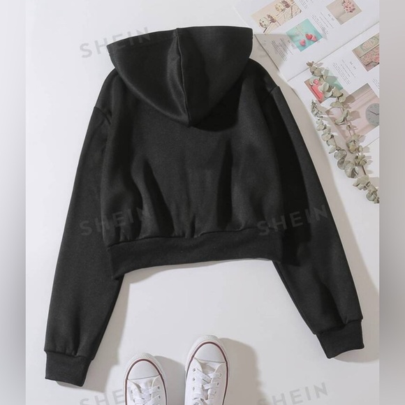 SHEIN Women’s solid zip up cropped hoodie - Picture 2 of 2
